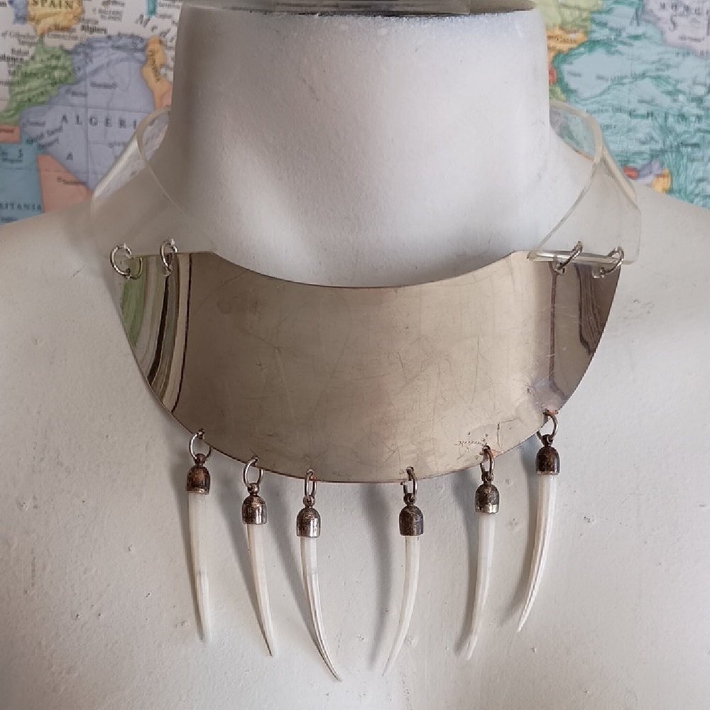 Chrome and Acrylic Collar With Porcupine Quills